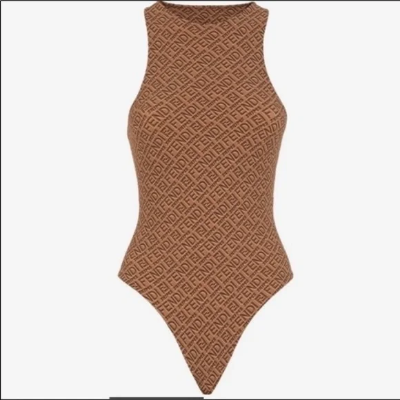 FENDI x SKIMS HIGH NECK BODYSUIT 2XL IN CALIFORNIA (TAN) - Picture 1 of 13